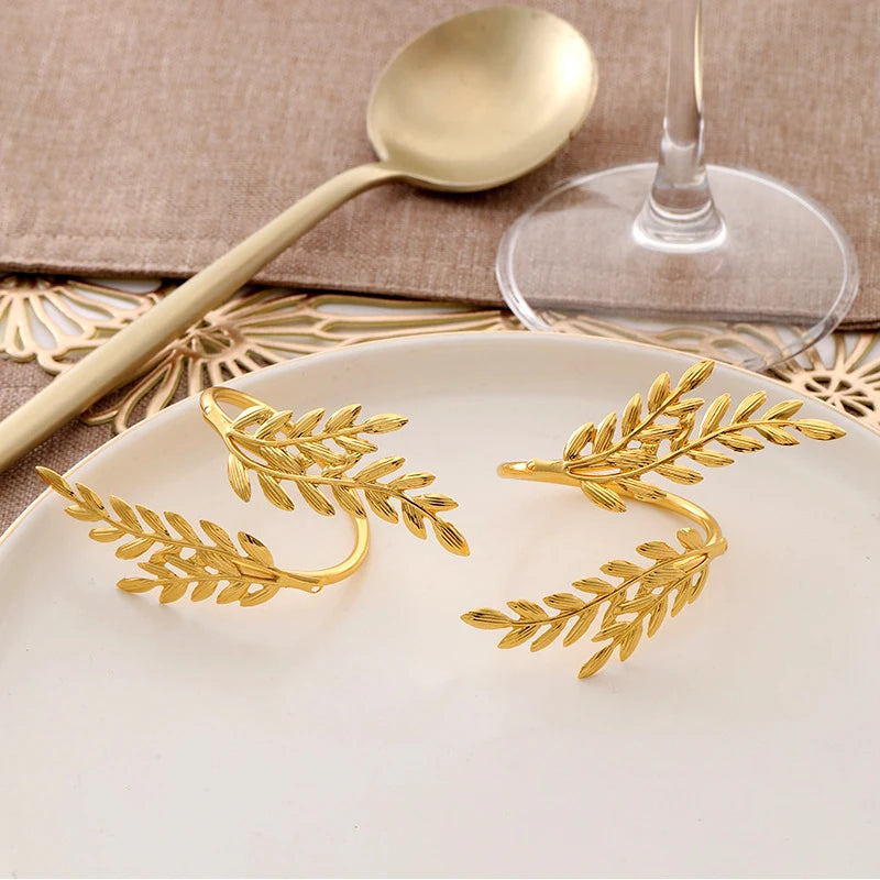 Gold Wheat Napkin Rings Metal Leaf Napkin Holder for Harvest Festival Fall Thanksgiving Dinner Party Table Decoration