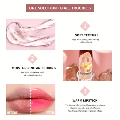 Color Changing Mouth Safflower Jelly Temperature Lasting Nutrition Magic Color Changing Lipstick