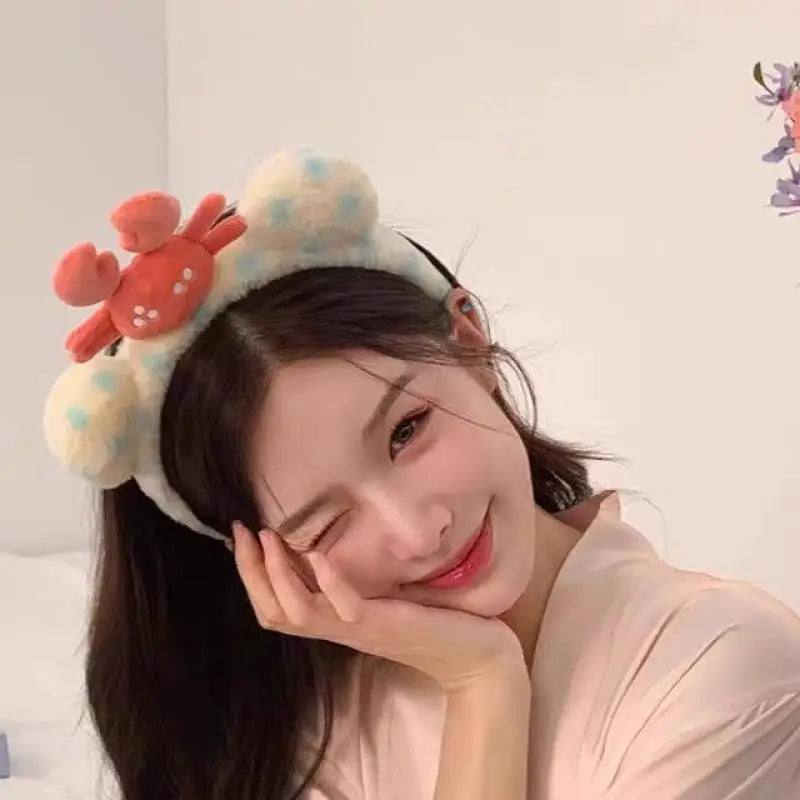 1PC Cute Cartoon Shark Crab Plush Hairband Women Hair Hoop Headdress Headband Hair Accessories Girl Gift