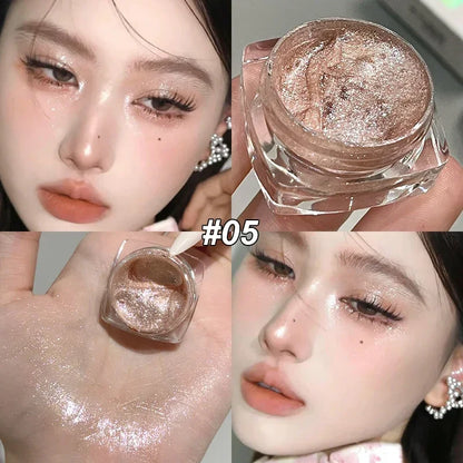 6 Colors Glitter Eyeshadow Gold Pink Eye Shadow Highlighter Silkworm Long Lasting Waterproof Shimmer Multicolor Liquid Eyeshadow