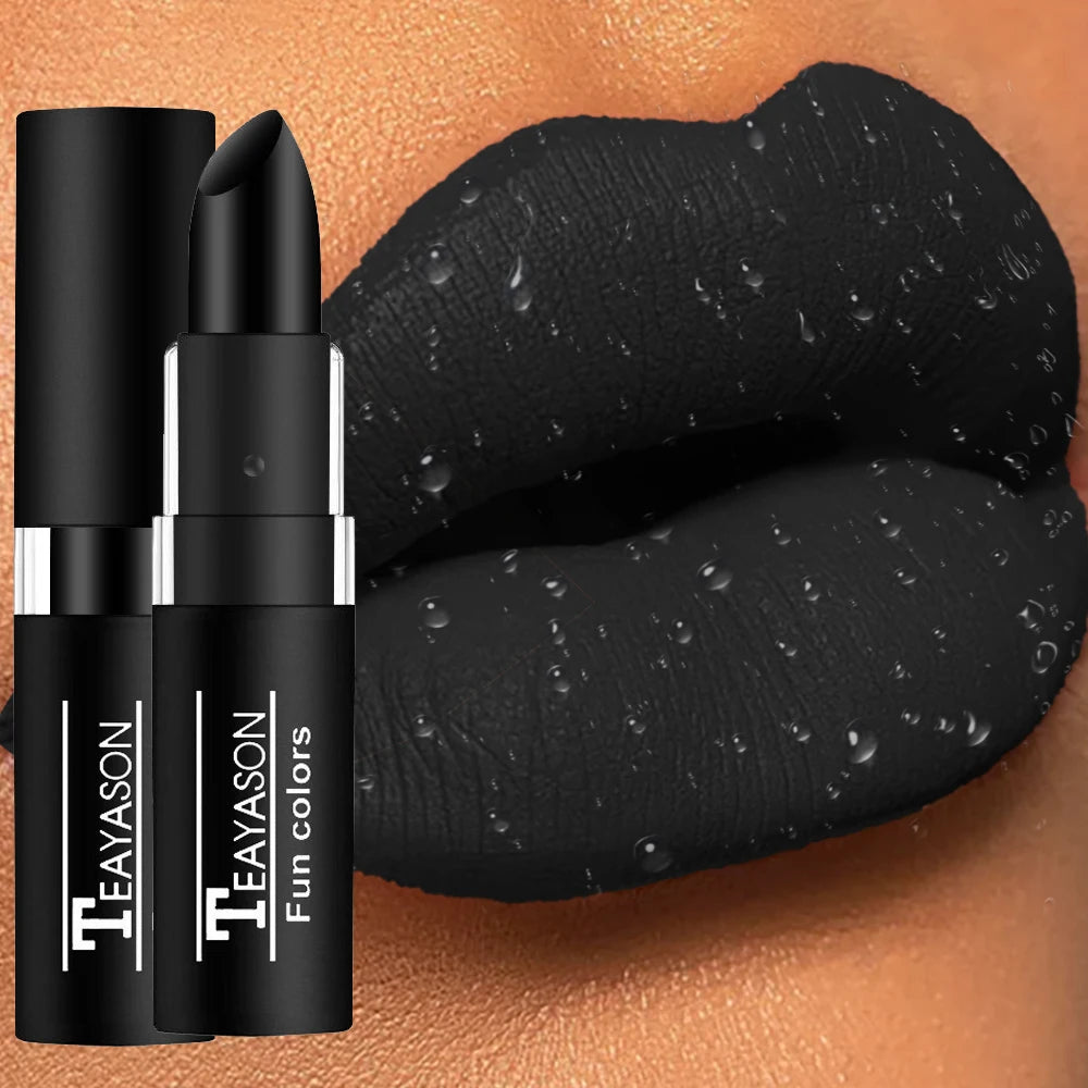 12 Colors Matte Nude Clay Lipstick Vampire Makeup Punk Black Lip Gloss Dark Paint Stick Durable Waterproof Lasting Cosmetics