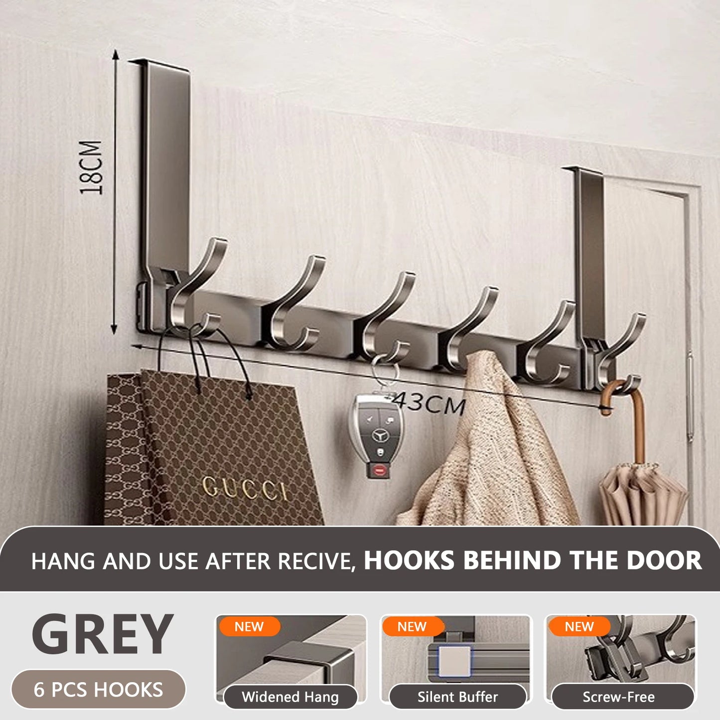 Door Behind Hooks Storage Wall Hanging Bag Clothes  Hook Punch-free Hanger Bedroom Organizer Bathroom Kitchen Accessory