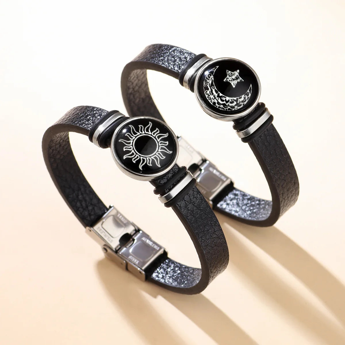 2 PCS/Set PU Leather Couple Bracelet For Women Lover Luminous Sun Moon Rope Charm Wristband Friendship Lover Party Jewelry Gifts