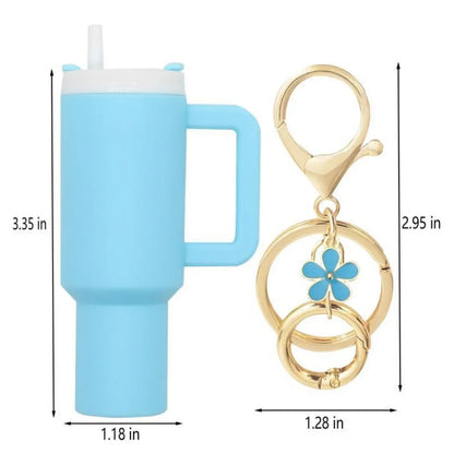 Mini Stanley Cup Keychain Creative Coin Chapstick Storage Box Accessories Key Holder Backpack Tumbler Handle Decoration