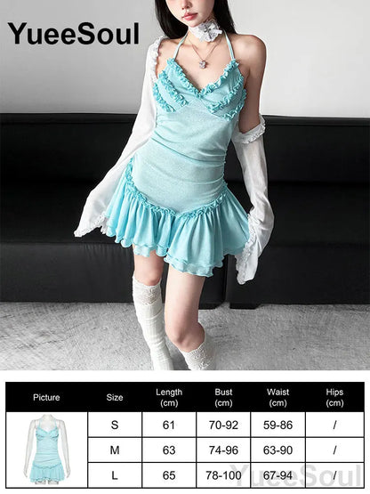 Blue Mini Dress Summer Sleeveless Slim Sexy Women Dresses 2025 New Sweet Cute Evening Party Casual High Street Y2K Dress