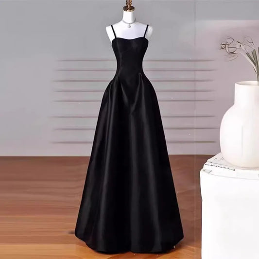 New black wine navyblue long sleeveless lady girl women prom evening party dress performance dancer singing gown