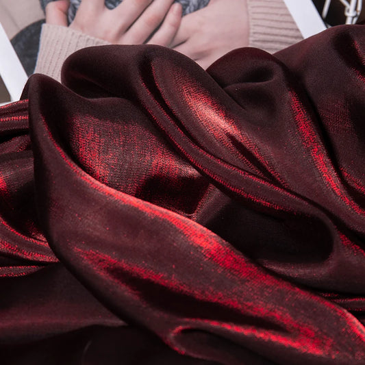 Dark red Water light Flimsy fabric glitter silky satin polarized fabric designer fabric glossy dresses fabric backdrop
