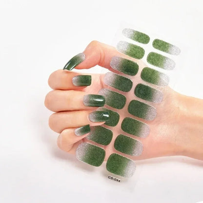16Tips Nude Semi-Cured Gel Nail Wraps Sticker Long-Lasting UV LED Lamp French Nail Decal Full Cover Waterproof Semi-Cured Sticke