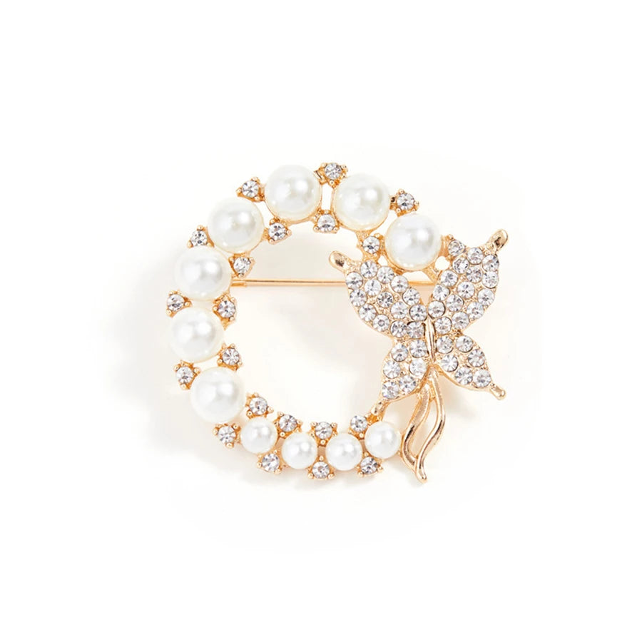 Luxury Rhinestones Flowers Imitation Pearl Brooches for Women Suit Coat Brooch Pins Corsage Elegant Jewelry Gift Accessories