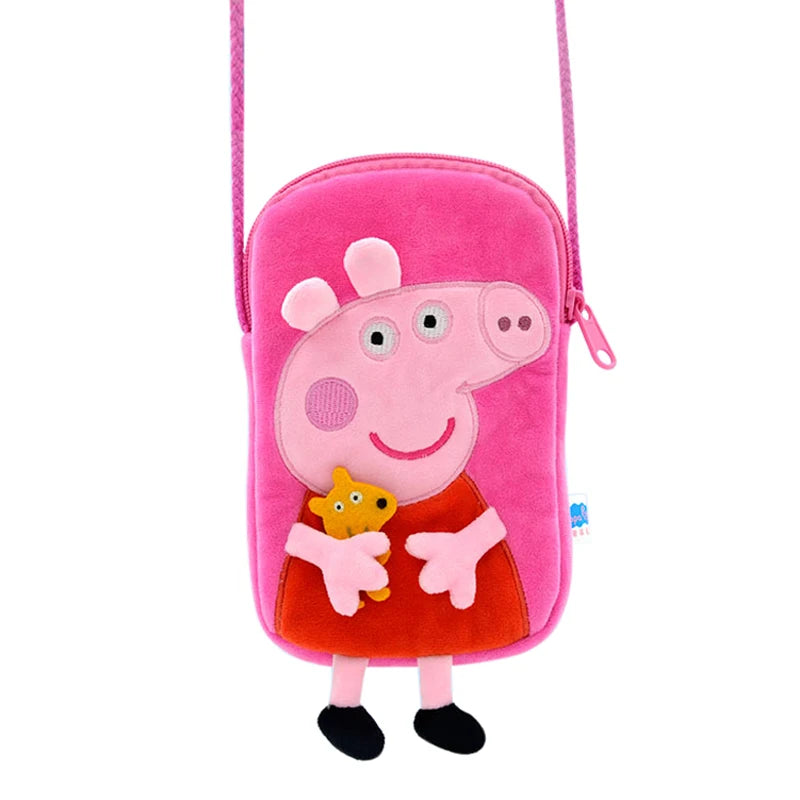 Peppa Pig Plush kindergarten Single shoulder bag Backpack soft stuffed George wallet Candy Toy pink student Girl child kids Gift