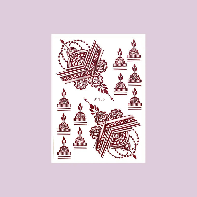Waterproof Henna Tattoo Stickers for Women Flower Instant Fake Tattoo for Hand Temporary Tattoos for Wedding Party Festival