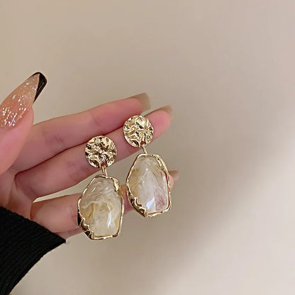 Fashion Vintage Resin Geometric Drop Earrings for Women Charms Elegant Irregular Blue Pendant Earrings Jewelry Party Gifts