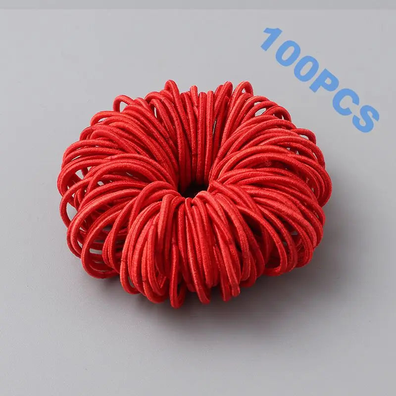 100pcs New Cute Girl Hair Bands Candy Color Elastic Rubber Band Hair Band Child Baby Headband Scrunchie Hair Tie Accessories