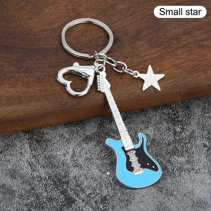 1Piece Y2K Guitar Cat Key Chain For Men Women Pentagram Bow Pendant Fashion Rock Punk Bag Accessories Gift