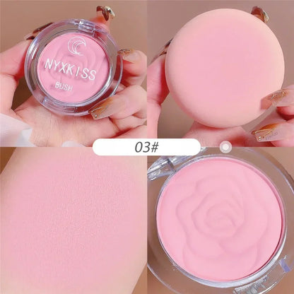 Embossed Petals Blush Peach Pink Orange Tint Makeup Blush Palette Cheek Contour Rouge Cosmetics Long-lasting Face Brightens