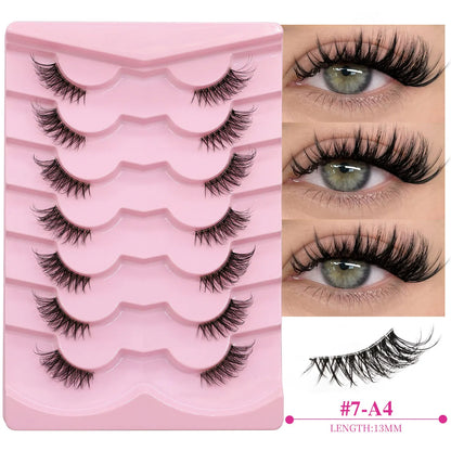 VELTRINAY False Eyelashes Half Lashes Cat Eye Natural Look Wispy Faux Mink Clear Eyelash Band Natural Lashes Makeup