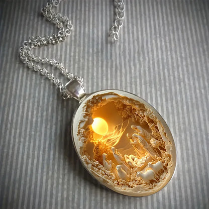 Elegant oval shaped glass alloy pendant necklace Easter Christmas gift