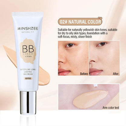 Moisturizing Liquid Foundation Ivory White Natural Color BB Cream Waterproof Lasting Base Concealer Lightweight NonSticky Makeup