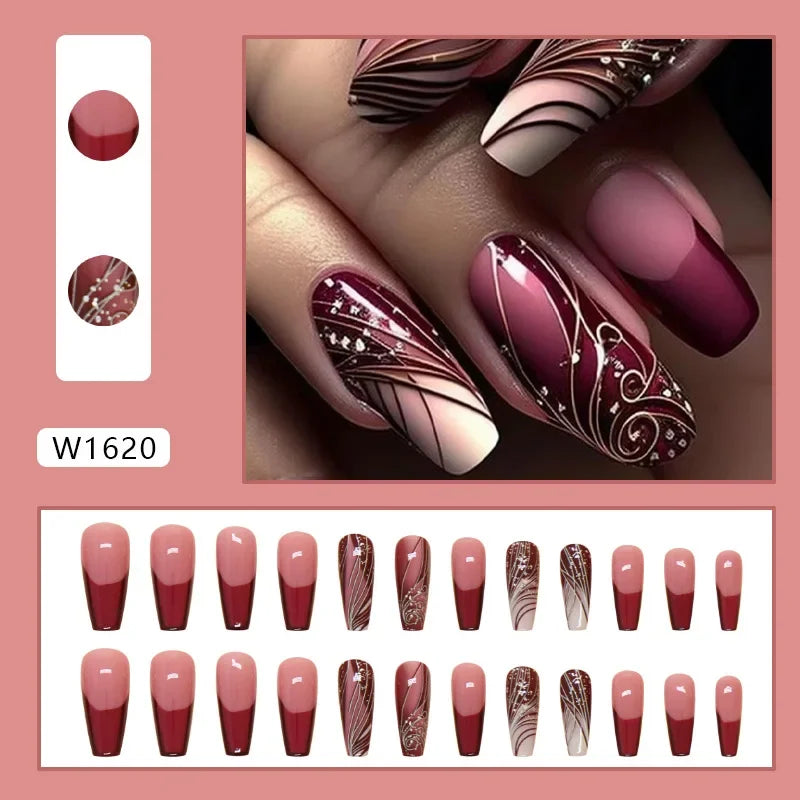 Fresh Green Tea 24 Pcs Fake Nail with Jelly sticker Press on False Nails Wearable Round Head Oval Full Cover Nail Tips