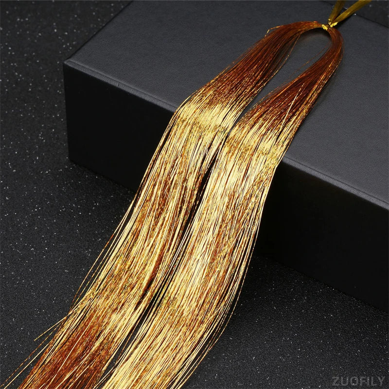Sparkle Shiny Hair Tinsel Rainbow Strands Dazzles Women Hippie for Braiding Headdress False Hair Extensions Decor Glitter Strips