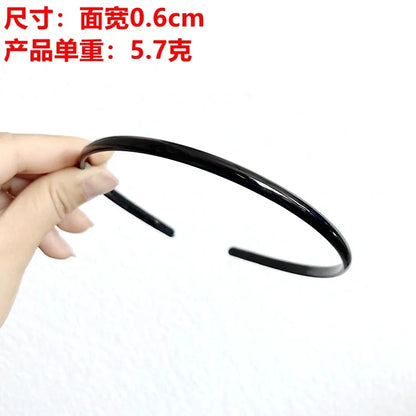10 Black Plastic Narrow Thin Plain Hair band Headband 4-15mm With Teeth