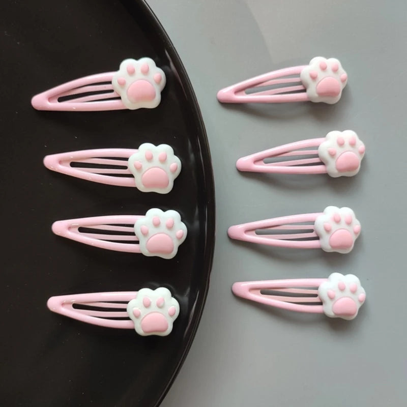 Metal Snap Cartoon Cat Paw Shape Hair Clip New Year Headwear for Woman Birthday Party Carnivals Theme Non-slip Hairpin
