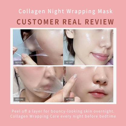 Collagen Overnight Facial Mask Wrapping Peel-Off Mask Hydrating Firming Moisturizing SkinCare Collagen Jelly Cream Hydrolyzed
