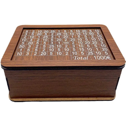 1000/3000/5000/10000 Euro Money Box Wooden Piggy Bank Reusable Money Vault Savings Box Challenge Cash Storage Case Children