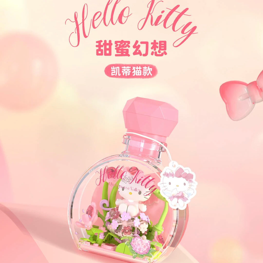 Sanrio Perfume Bottle Surprise Blind Box Toys Hellokitty Kuromi Pochacco Model Bricks With Light ornaments Kids Holiday Gifts
