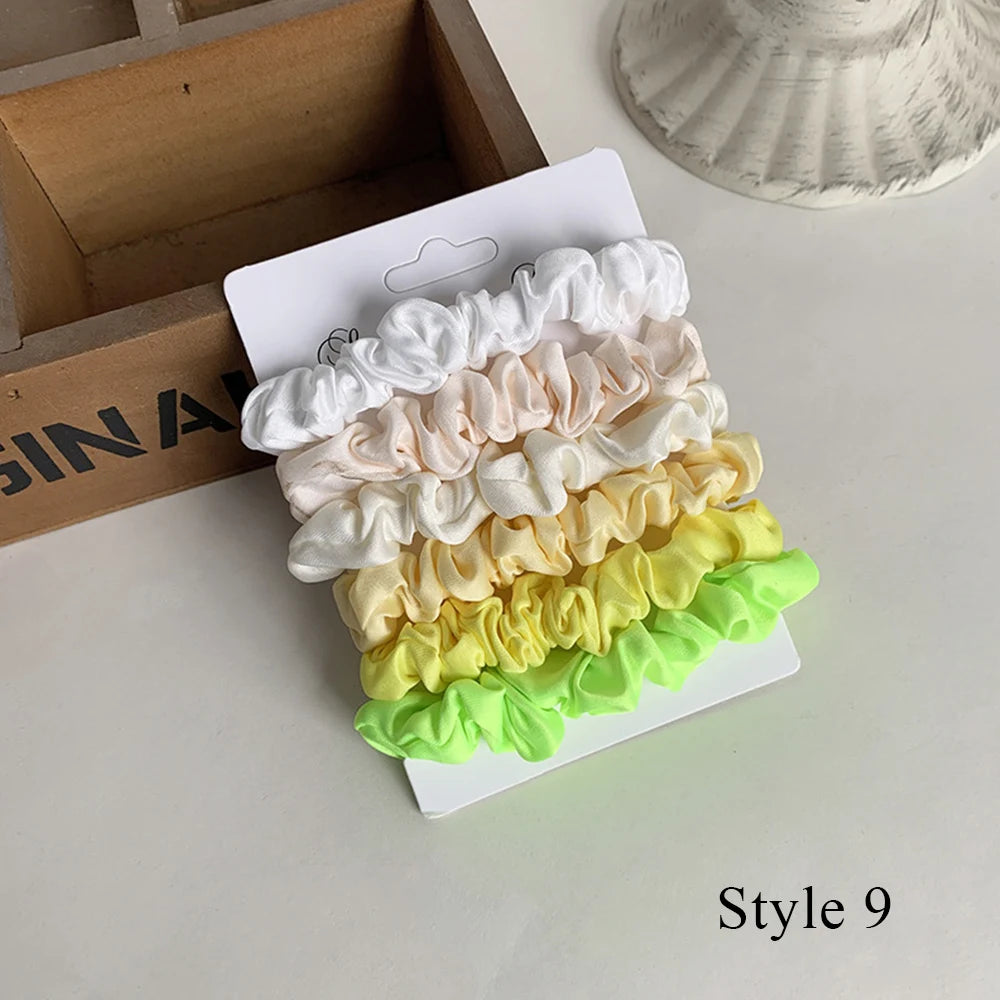 3/6Pcs/Set Silk Hair Scrunchies Elastic Hair Bands Women Elegant Headwear Hair Ties Ponytail Holder Sweet Hair Rope Rubber Bands