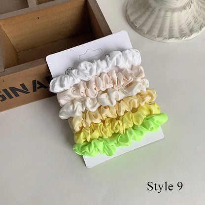 3/6Pcs/Set Silk Hair Scrunchies Elastic Hair Bands Women Elegant Headwear Hair Ties Ponytail Holder Sweet Hair Rope Rubber Bands