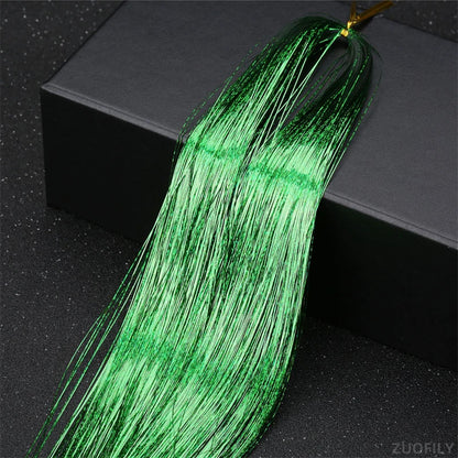 Sparkle Shiny Hair Tinsel Rainbow Strands Dazzles Women Hippie for Braiding Headdress False Hair Extensions Decor Glitter Strips