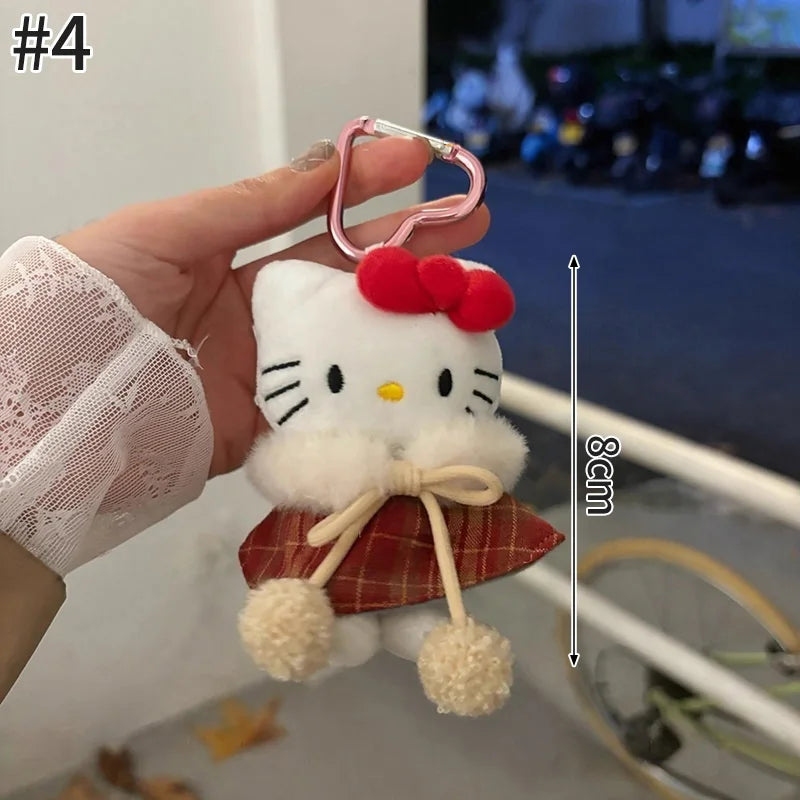 Sanrio Hello Kitty Keychain Cute Cartoon Bag Pendant Plush Doll Charms Car Key Ring Backpack Accessories Women Girl Gifts