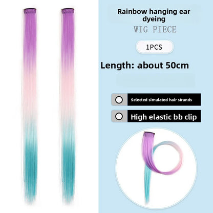 Three-color gradientSparkle Hair Extensions Clip In Rainbow Synthetic Sparkle Hair Tinsel Heat Resistant Sparkle Hair Extensions