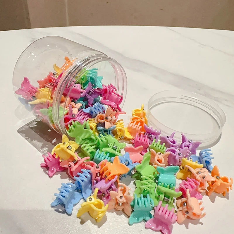 100Pcs Cute Flower Star Hair Claws Styling Hair Braid Hairpins Kids  Colorful Small Girls Hair Clips Hair Accessories Headwear