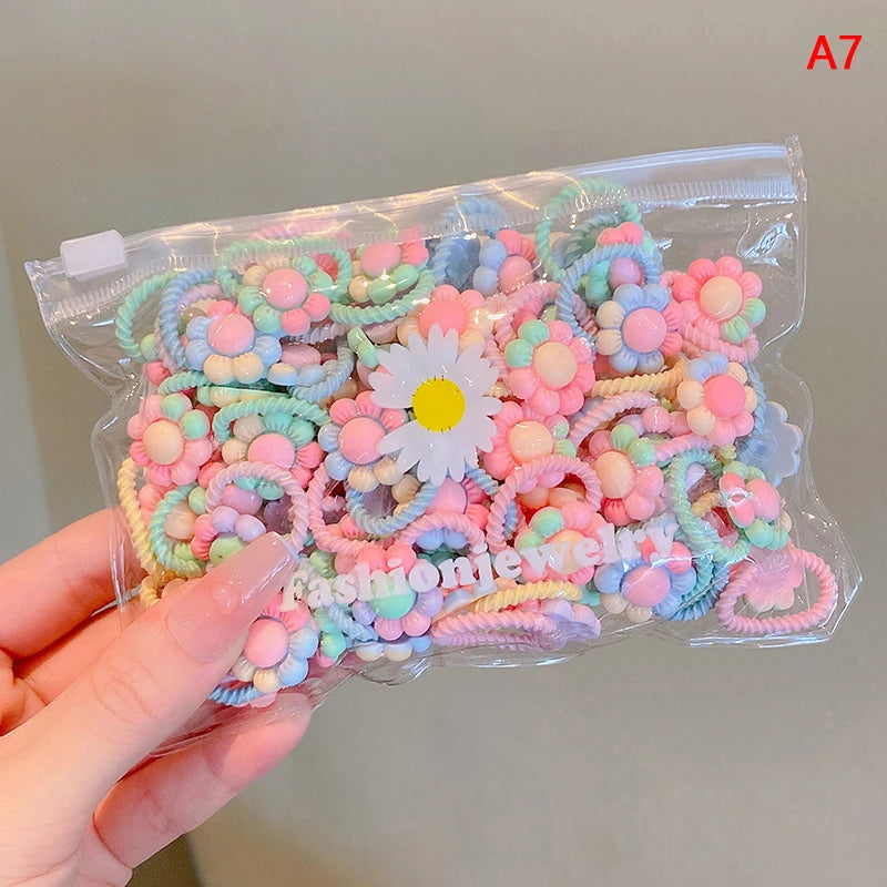 20Pcs Cute Rubber Bands For Children Does Not Hurt The Hair Elastic Good Girl Baby Head Rope Small Tie Hair Chirp Headdress