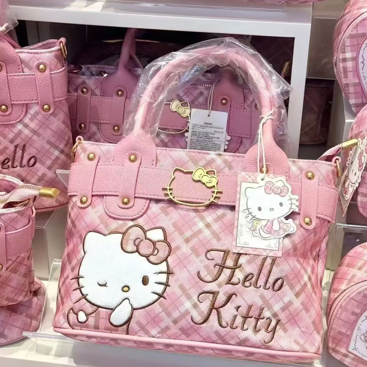 Hello Kitty Square Bag, Cute Cartoon Design, Large Capacity, Handheld and Cross-body Bag