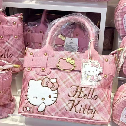 Hello Kitty Square Bag, Cute Cartoon Design, Large Capacity, Handheld and Cross-body Bag