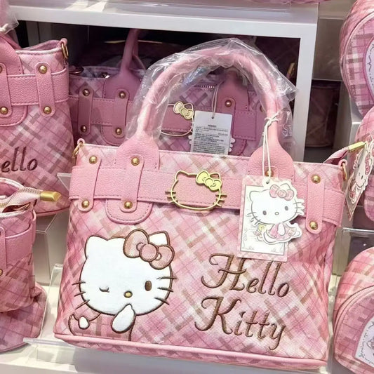 Hello Kitty Square Bag, Cute Cartoon Design, Large Capacity, Handheld and Cross-body Bag