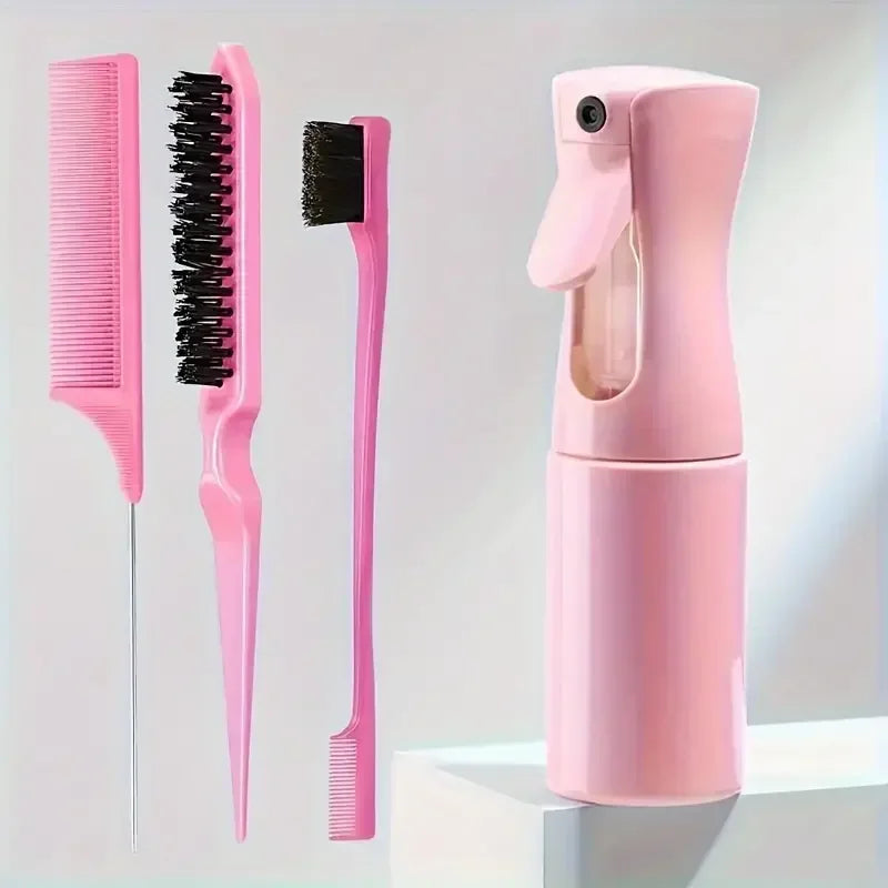 Hair dressing tool set spray bottle, mouse tail comb, hair brush, side control comb, 4 pieces/set for combing soft hair