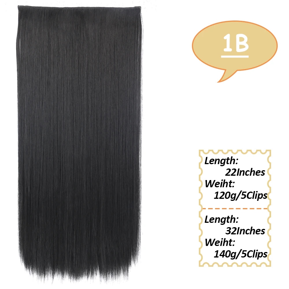 NICESY Synthetic Long Wavy 5 Clips Hair Extensions 22Inch/32Inch Clip On Hair Extensions High Tempreture Fake For Women