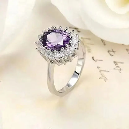 European and American New Blue Zircon Rings Luxury Fashion Jewelry  Cubic Zirconia Bridal Wedding Engagement