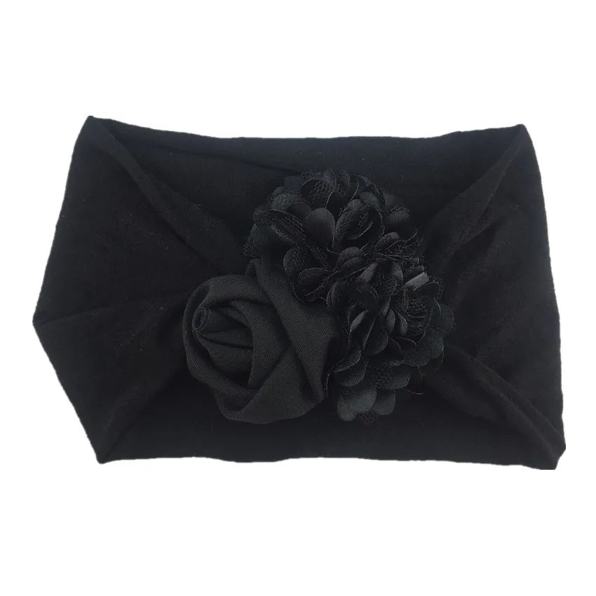 Kids Headwear Soft Stretch Flower Headband Knot Wide Nylon Headwraps Baby Girls Hair Bands Photo Props for Newborn Accessories