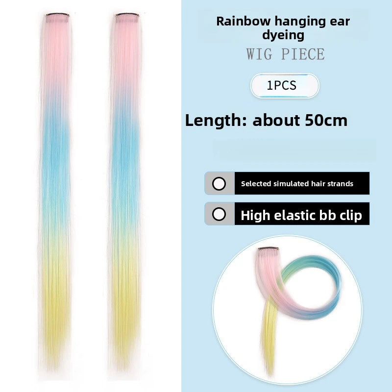 Three-color gradientSparkle Hair Extensions Clip In Rainbow Synthetic Sparkle Hair Tinsel Heat Resistant Sparkle Hair Extensions