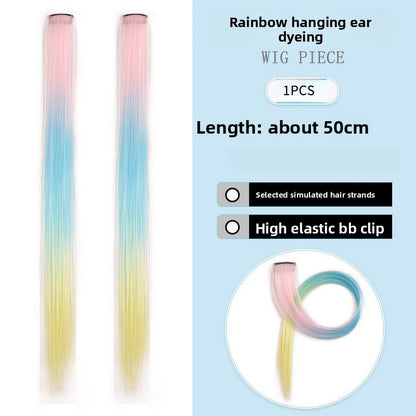 Three-color gradientSparkle Hair Extensions Clip In Rainbow Synthetic Sparkle Hair Tinsel Heat Resistant Sparkle Hair Extensions