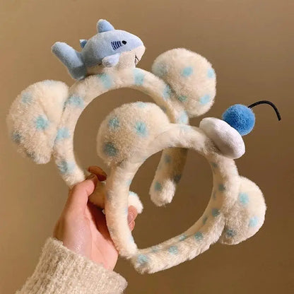 1PC Cute Cartoon Shark Crab Plush Hairband Women Hair Hoop Headdress Headband Hair Accessories Girl Gift