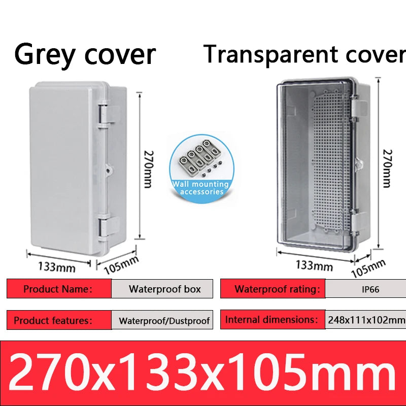 IP66 ABS plastic PC enclosure with hinge latch lock outdoor distribution box waterproof electrical junction box instrument box