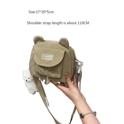 Japanese Style Small Bag Female Fashion Wild Cute Messenger Kitty Bag ins Korean Student Canvas Shoulder Bag Mobile Phone Pouch