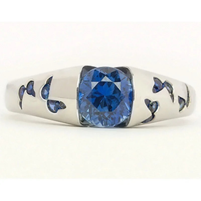 Creative Women Fashion Butterfly Ring Silver Color Inlaid White Stone Engagement Rings for Women Bridal Wedding Jewelry