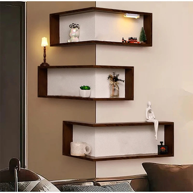 Creative 90 Degree Right Angled Wall Storage Rack Multifunctional Corner Storage Rack Suspended Living Room Home Decoration Rack